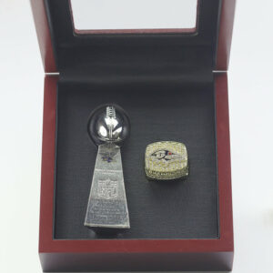 2001 Baltimore Ravens Premium Replica Championship Trophy & Ring Set